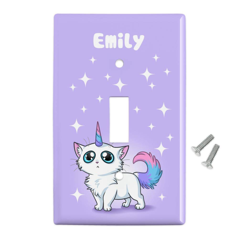 Custom Cat Unicorn Light Switch Cover - Personalized 1-Line Text Plastic Wall Decor for Bedroom, Nursery & Kids Room - Funny Toggle Plate Home Decoration