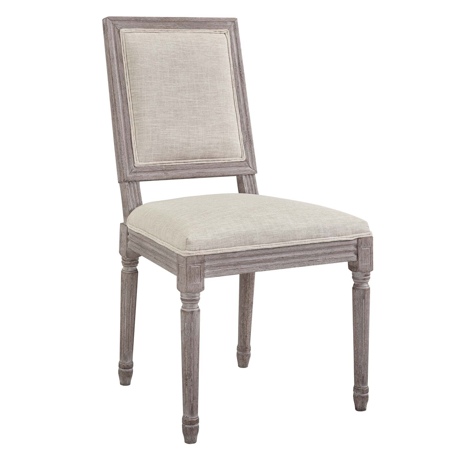 Vintage Style Fabric Side Chair - Beige Country Cottage Farmhouse Dining Kitchen Room Decor - Perfect for Farmhouse, Beach House, and Rustic Home Décor