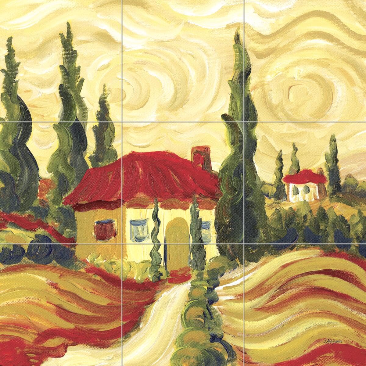 Ceramic Backsplash Tile Mural - Tuscan Villas Design by Joanne Margosian for Kitchen & Bathroom | Perfect for Farmhouse, Mediterranean & Rustic Style Home Decor