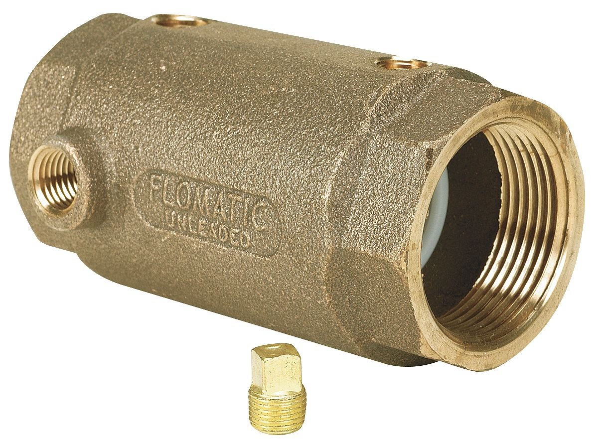 1-1/4 in. FNPT Red Brass Spring Check Valve - Heavy Duty Brass Check Valve for Water, Oil, Gas - Perfect for Plumbing, Irrigation, and Industrial Applications