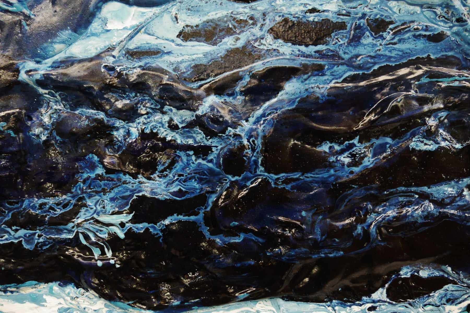 Blue Myth 200cm x 80cm Blue Textured Abstract Canvas Art - Modern Wall Decor for Living Room, Bedroom & Office