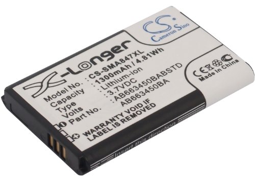 1300mAh 3.7V Replacement Battery for Samsung Rugby II A847, Rugby III, Rugby II SGH-A997, SGH-A847 - AB663450BABSTD AB663450BA - Durable Power Solution for Outdoor Work & Harsh Environments