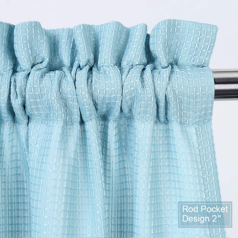 45 Inch Casual Weave Kitchen Curtains - Dusty Blue Cafe Curtains Set of 2, 30x45 Inch Half Window Curtains for Privacy & Style | Perfect for Farmhouse Kitchens, Breakfast Nooks & Cozy Dining Areas