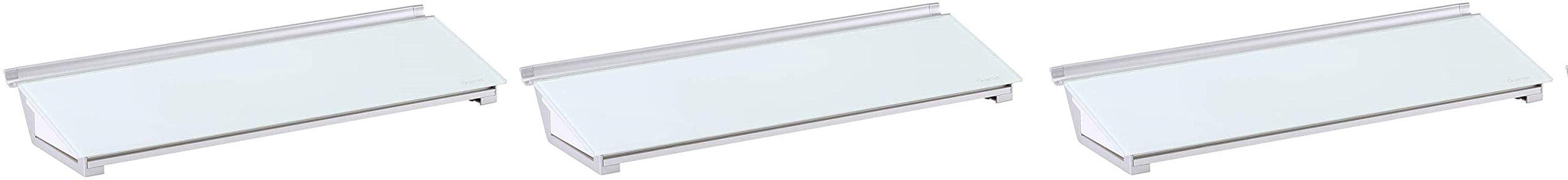 Quartet 18x6 Inch Glass Whiteboard Desktop Computer Pad with Storage Drawer - White Dry Erase Surface for Office, Home & School Use (Pack of 3) - Perfect for Meetings, Notes & Organization (Model GDP186)