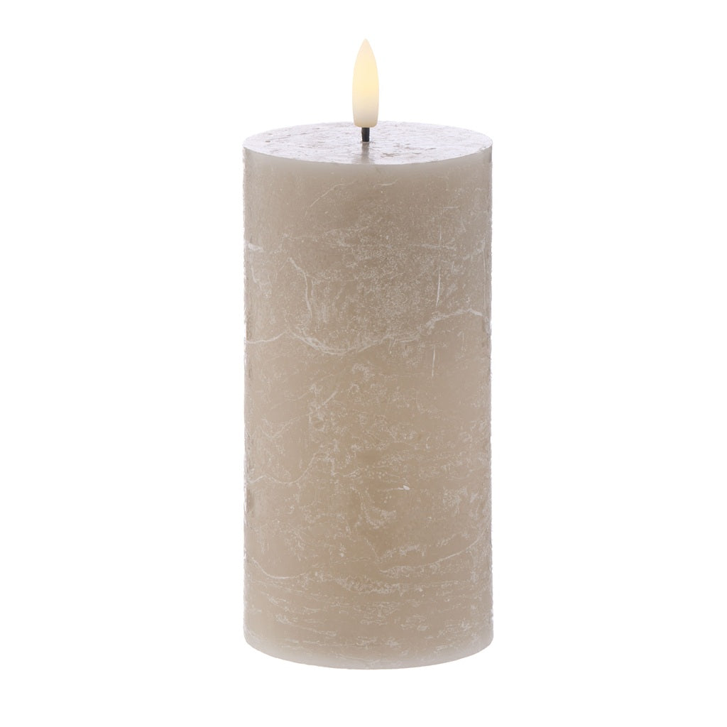 Amalfi Huge LED Flickering Candle Taupe - 15cm Realistic Flameless Candles for Home Decor, Wedding Centerpieces & Romantic Ambiance