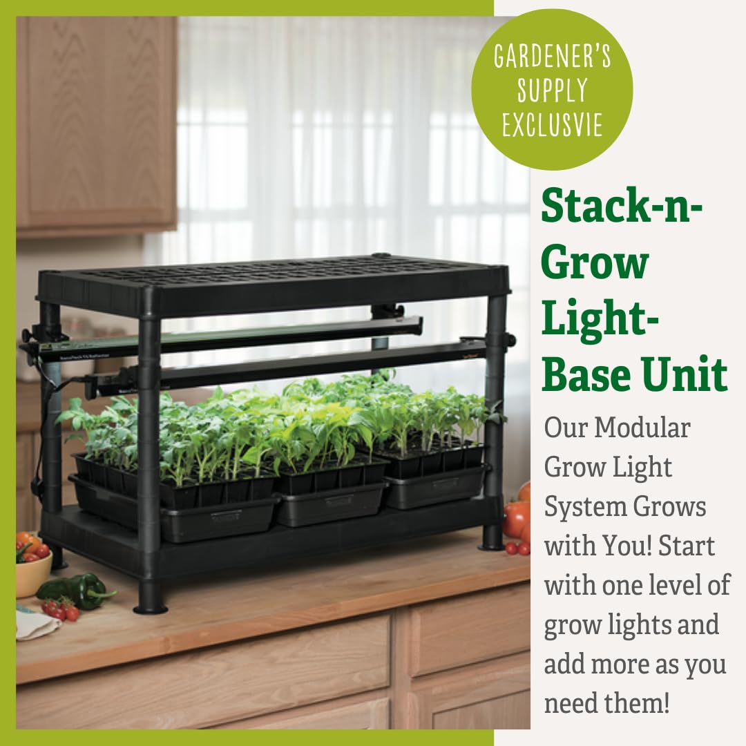 Gardener's Supply Company Stack-n-Grow Grow Light System with 2 Full-Spectrum T5 Fluorescent Bulbs – Indoor Plant Stand for Seeds, Herbs, Succulents & Houseplants | Perfect for Home Gardening, Hydroponics & Year-Round Indoor Planting