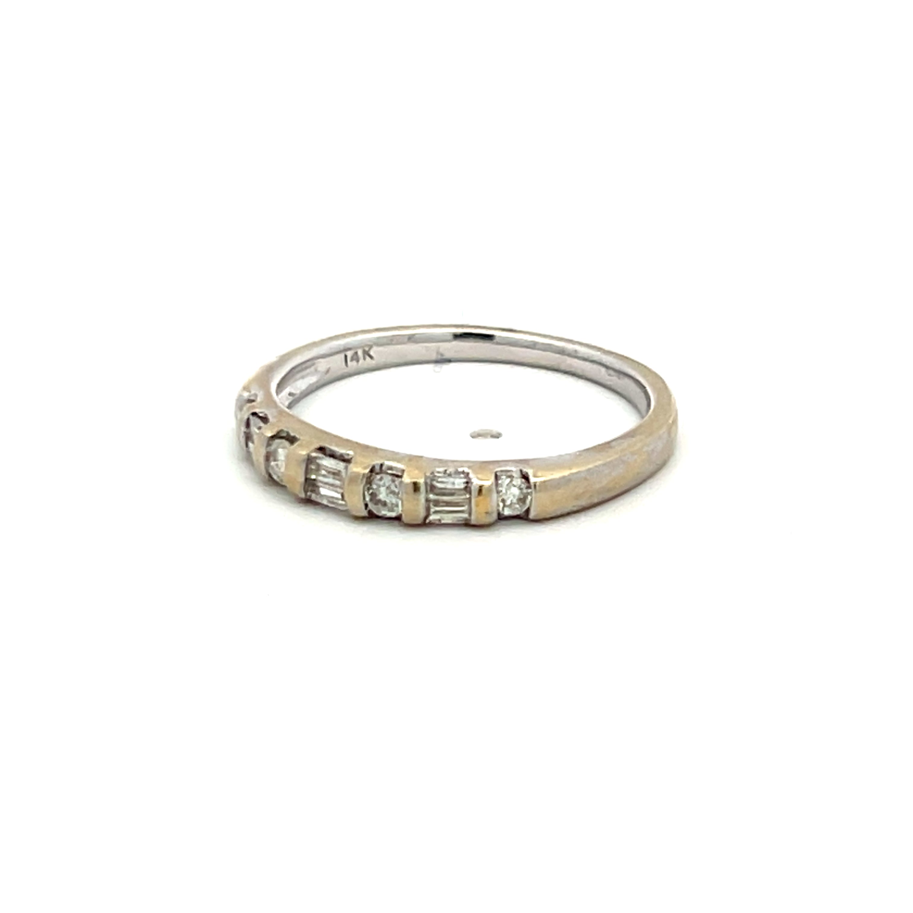 0.22 Carat Round Brilliant & Baguette Diamond 14K Gold Wedding Band Ring - Perfect for Engagement, Anniversary & Everyday Elegance