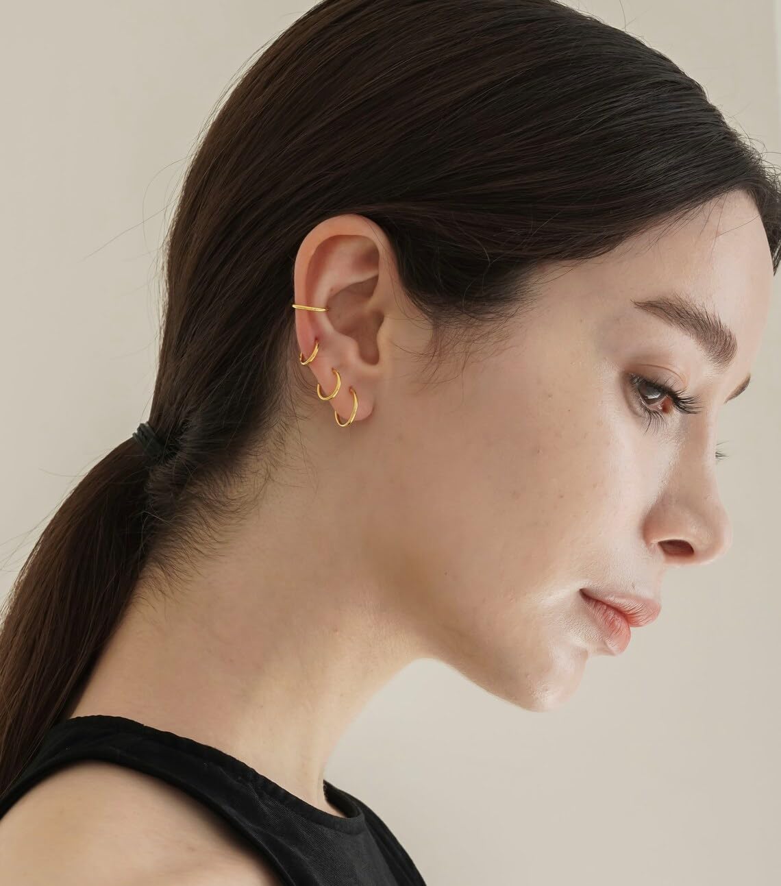14K Gold Hoop Earrings for Women - Small Huggie Hoops for Cartilage, Helix & Tragus - Hypoallergenic Thin Hoop Earrings Set (6/7/8/9/10mm) - Perfect for Everyday Wear, Gifts & Multiple Piercings