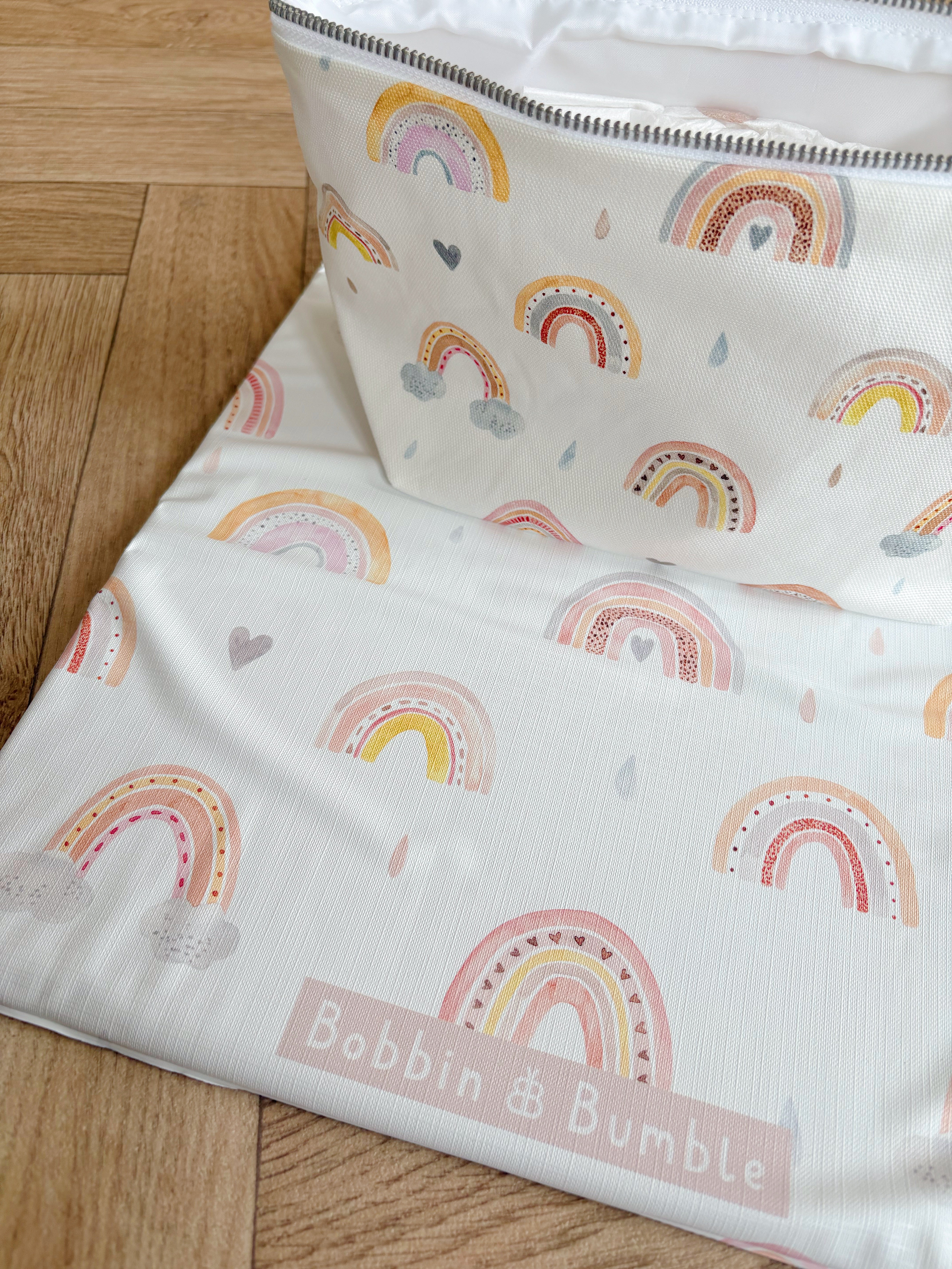 Beau Rainbow Print Baby Diaper and Wipes Pouch - Perfect for On-the-Go Parents, Travel, and Daycare Essentials