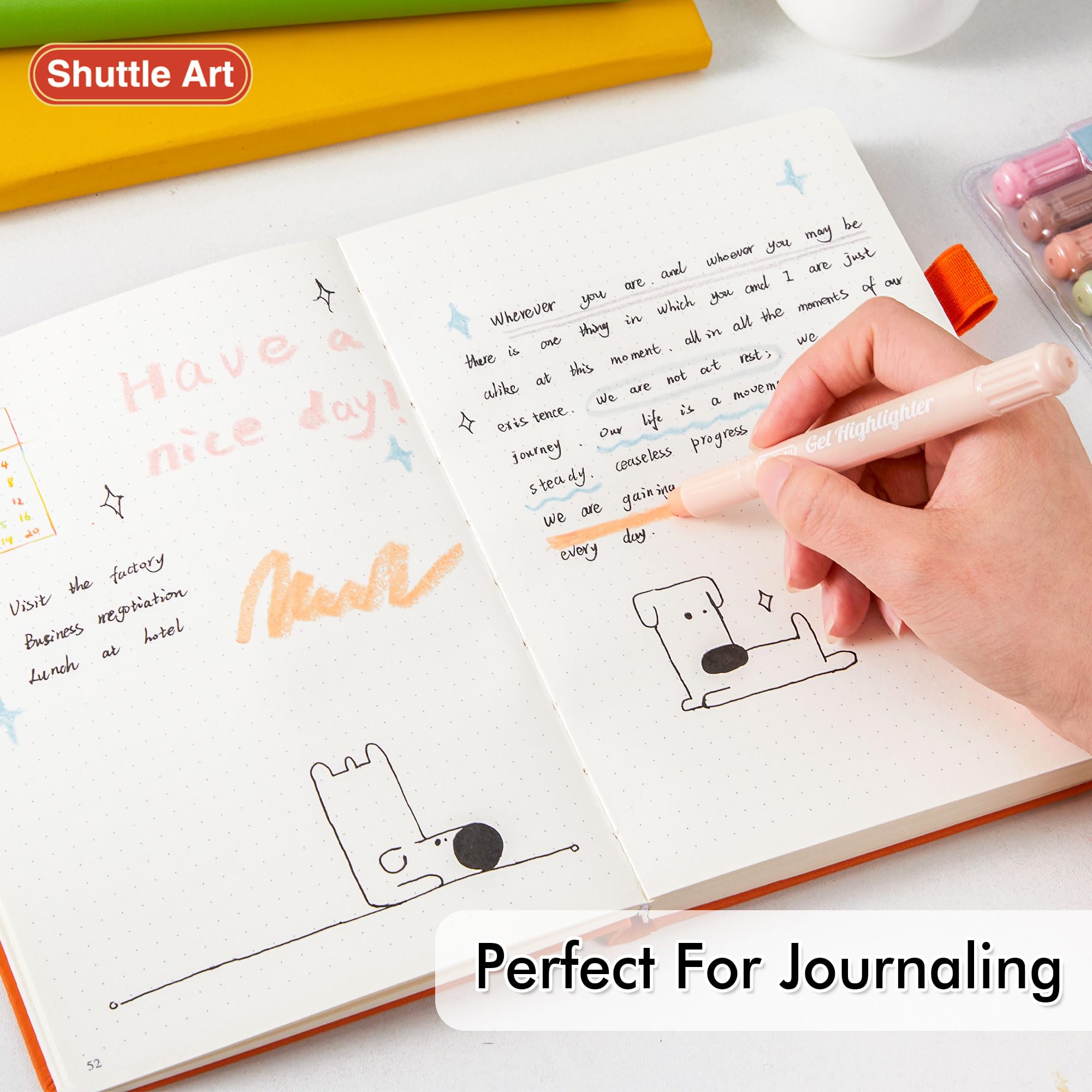 Shuttle Art No Bleed Bible Highlighters & Pens - 12 Mild Colors Gel Highlighters for Bible Journaling, Note Taking & Studying - Perfect for Scripture Marking, School Notes & Planner Organization