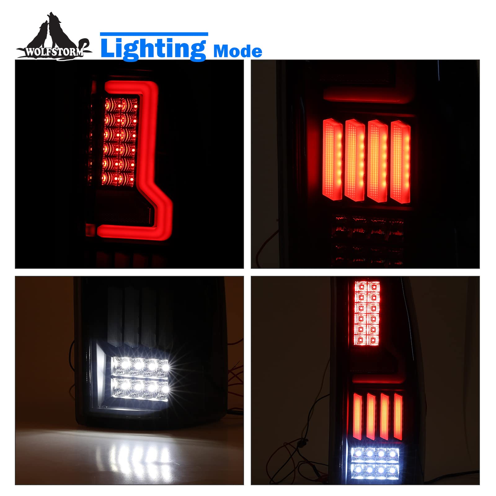 WOLFSTORM LED Tail Lights for 1999-2006 Chevy Silverado & 1999-2002 GMC Sierra - Clear Lens Replacement Assembly (Not Fit Barn Door/Stepside) - Upgrade Truck Lighting for Safety & Style