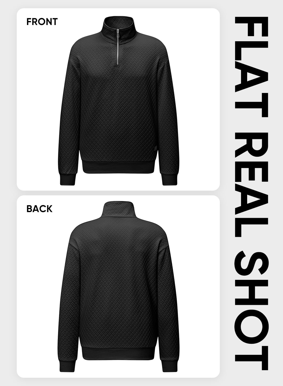 JMIERR Men's Quarter Zip Waffle Knit Sweatshirt - Long Sleeve Casual Pullover with Geometric Texture | Solid Color Polo Style for Outdoor Activities & Office Wear