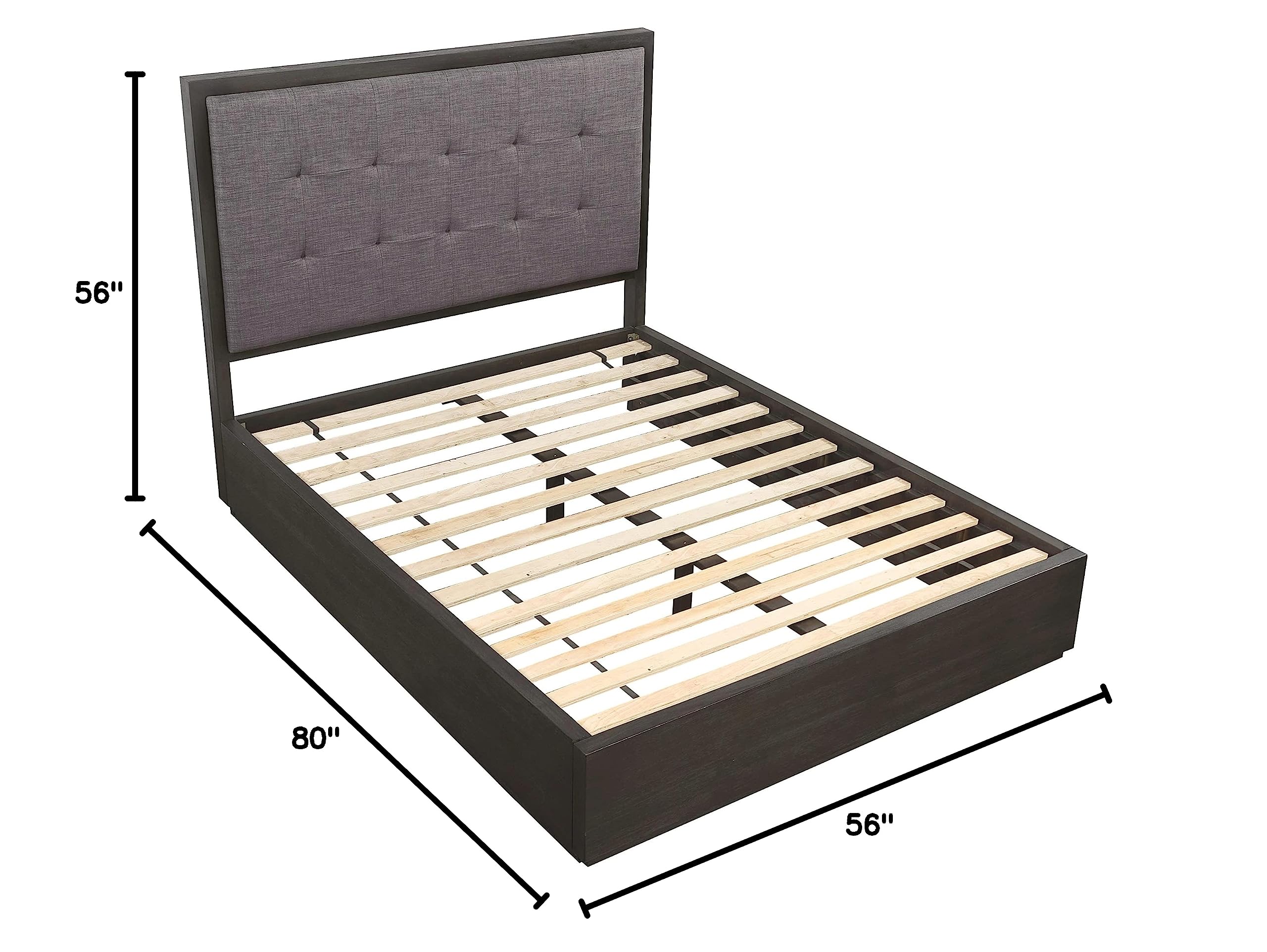 Modus Furniture Solid Wood King Size Platform Bed Frame - Oxford Dolphin Finish | Sturdy & Elegant for Modern Bedroom Decor