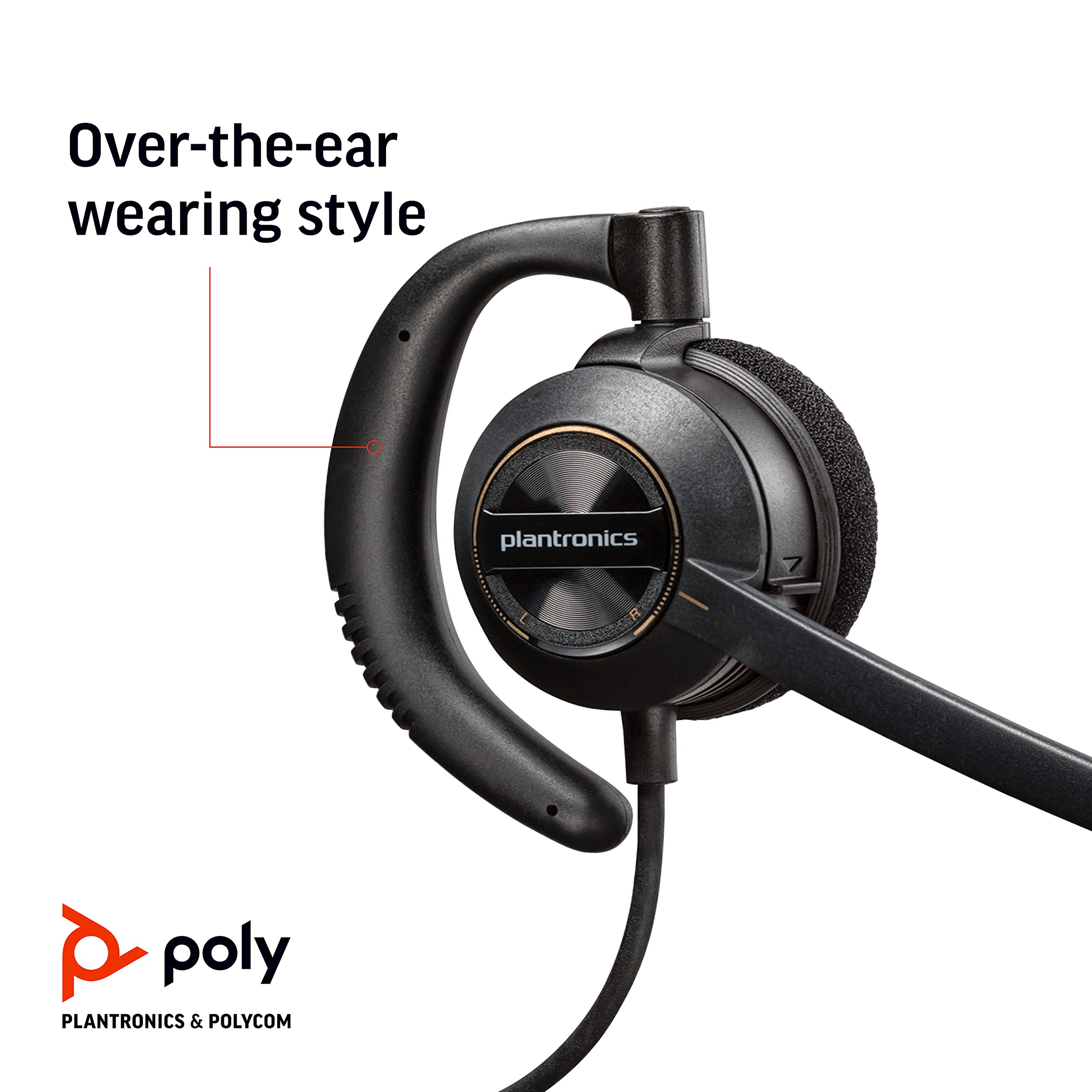 Poly EncorePro 530 Quick Disconnect (QD) Headset - Noise Cancelling Over-Ear Headphones for Call Centers | Compatible with Poly Digital Adapters | Acoustic Hearing Protection | Black | Perfect for Office, Customer Service & Remote Work