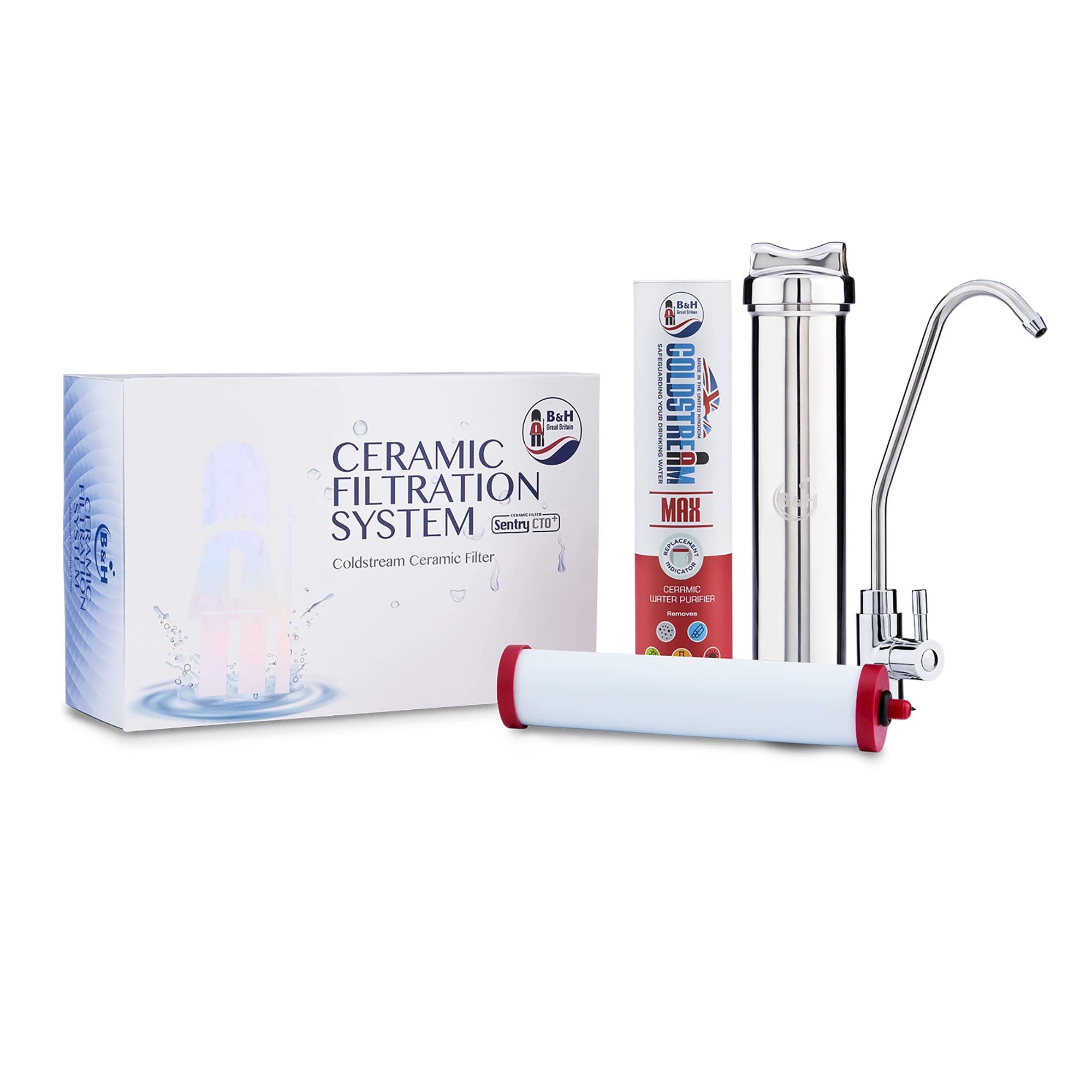 B&H Magic UKSSB MAX Ocean Max Under Sink Stainless Steel Water Filter System - Pure Drinking Water for Home & Kitchen Use