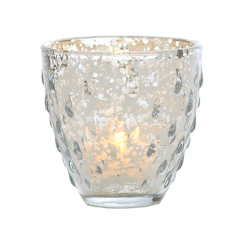Vintage Mercury Glass Candle Holder - Small Deborah Design for Home, Party & Wedding Decor