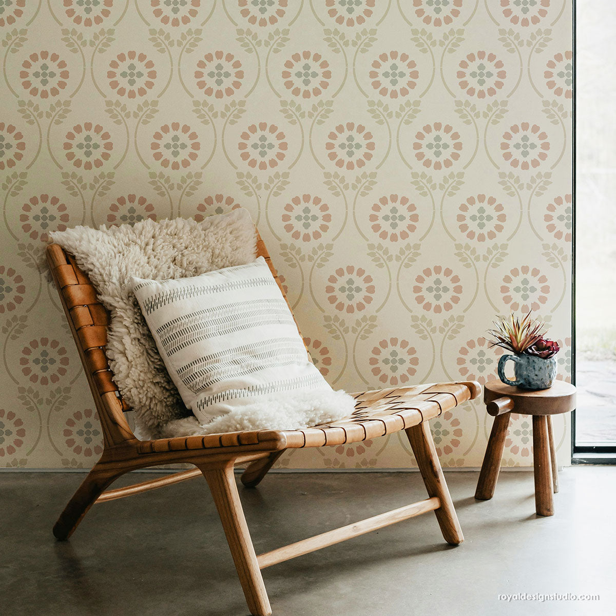 Charlotte Country Floral Trellis Wall Stencil - Reusable DIY Painting Template for Home Decor, Furniture & Craft Projects - Perfect for Bedroom, Nursery, Living Room Accent Walls