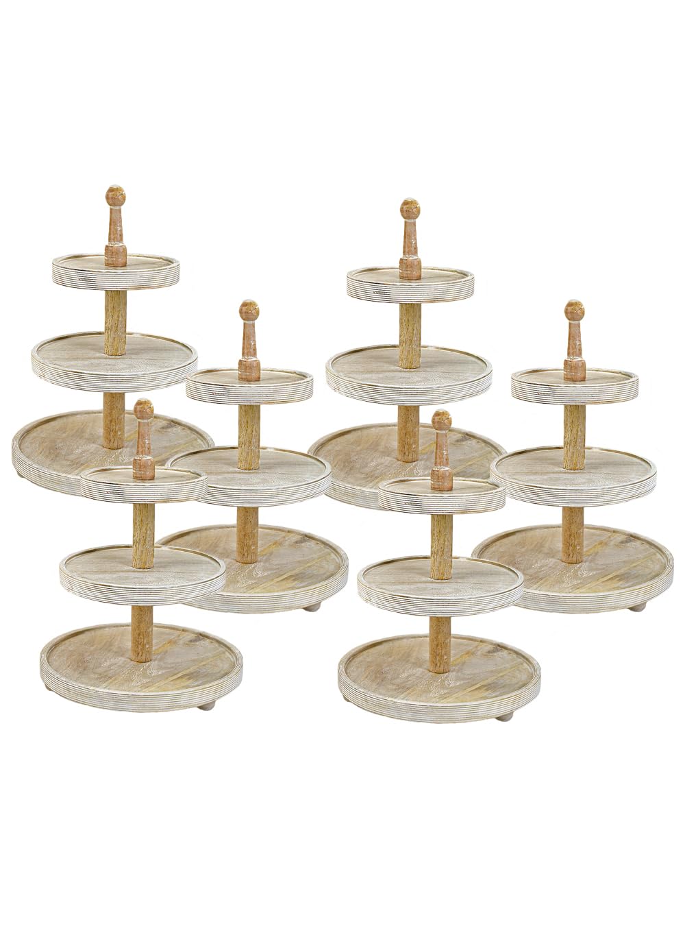 3-Tier Wooden Serving Stand - Rustic Display Tray for Desserts, Appetizers, Jewelry - Perfect for Weddings, Parties & Home Decor (10
