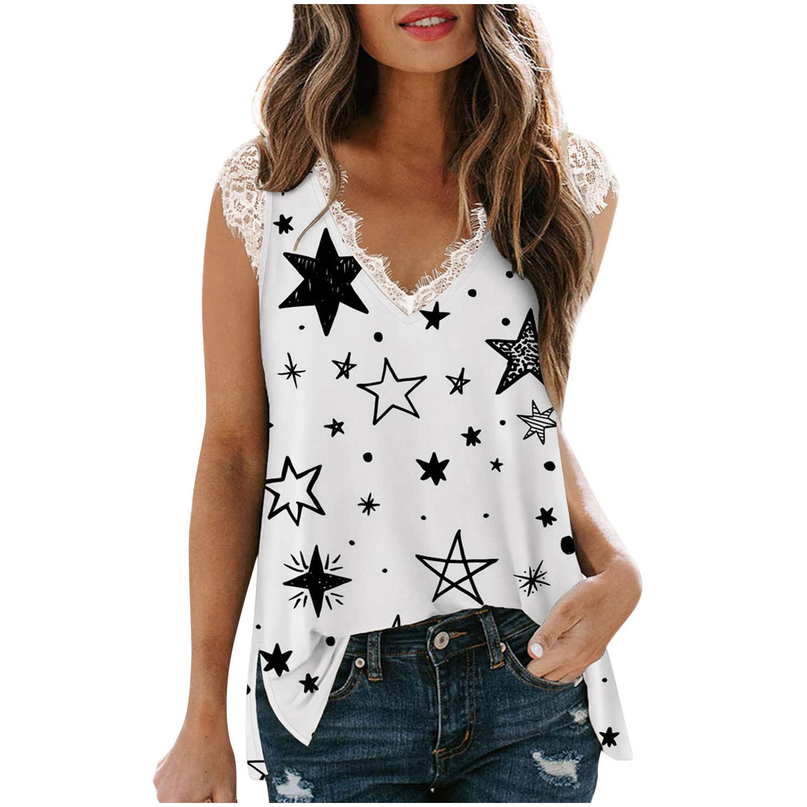 Women's Lace Sleeveless Vest Tops - Casual Printed Tank Blouse for Summer, Layering & Fashion Outfits | Perfect for Beach, Office & Daily Wear