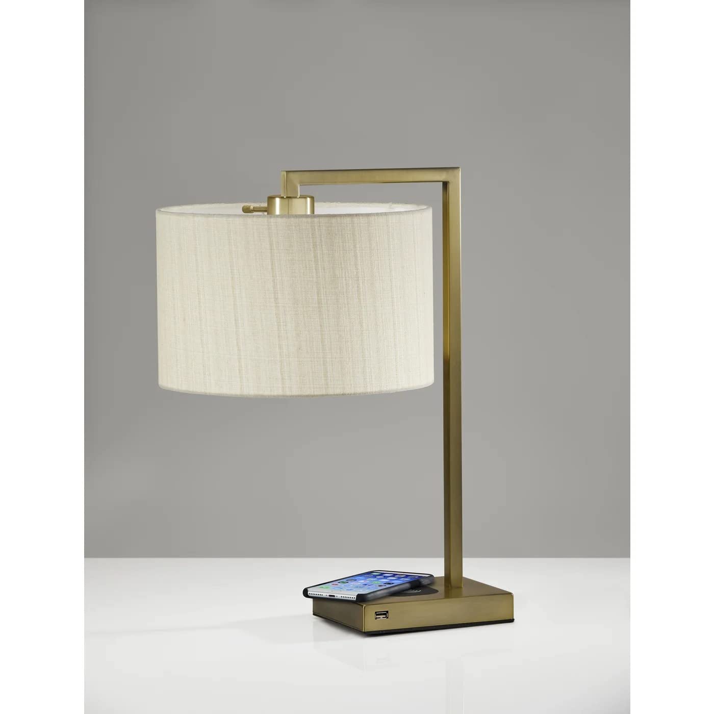 Adesso 4123-21 Austin Wireless Charging Table Lamp - 7W LED Light, 5W Qi Fast Charger with USB Port - Perfect for Bedroom, Office & Living Room Nightstand Lighting