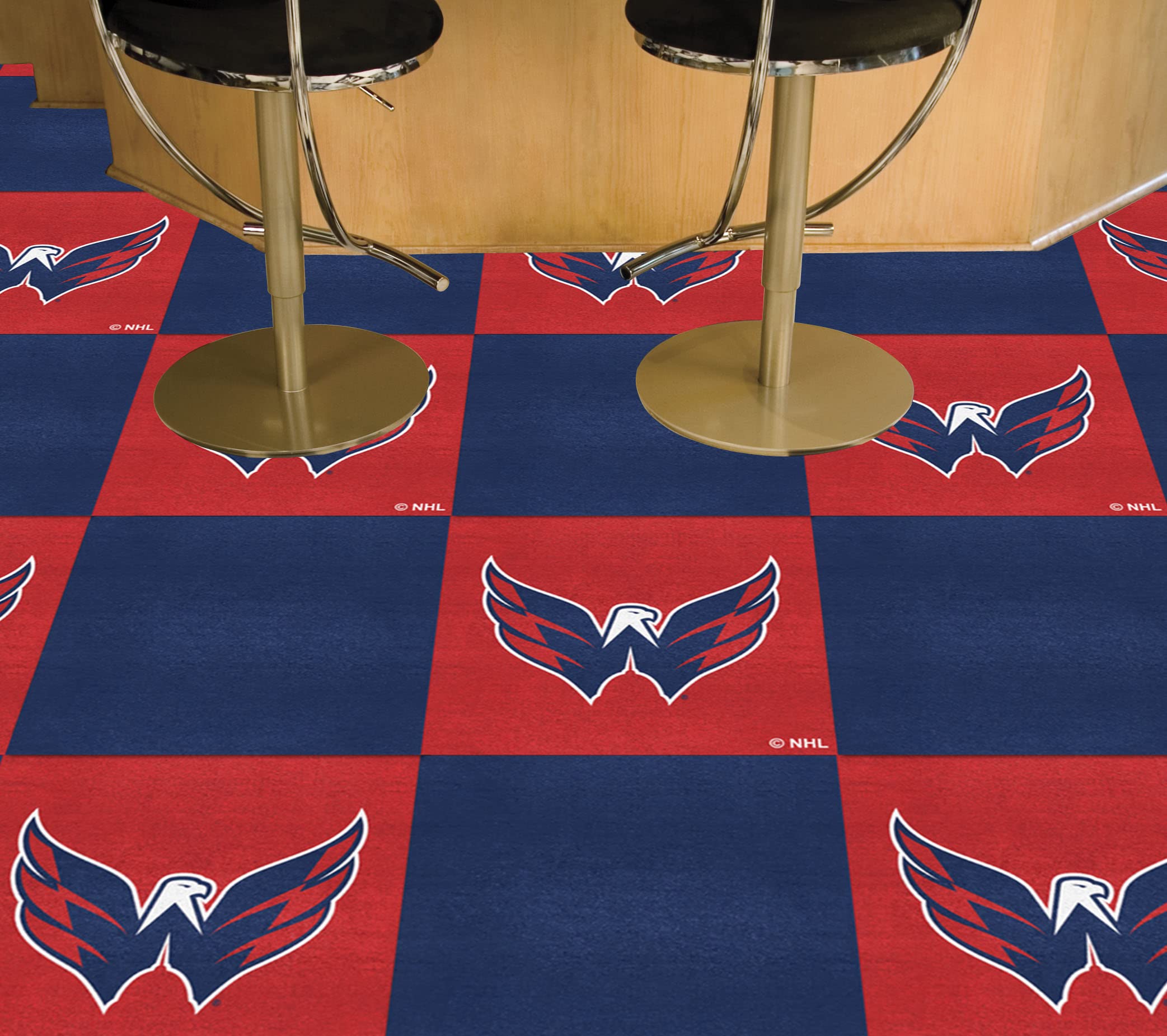 Washington Capitals Team Carpet Tiles by FANMATS - 45 Sq Ft NHL Hockey Floor Mat for Game Room, Man Cave & Sports Decor