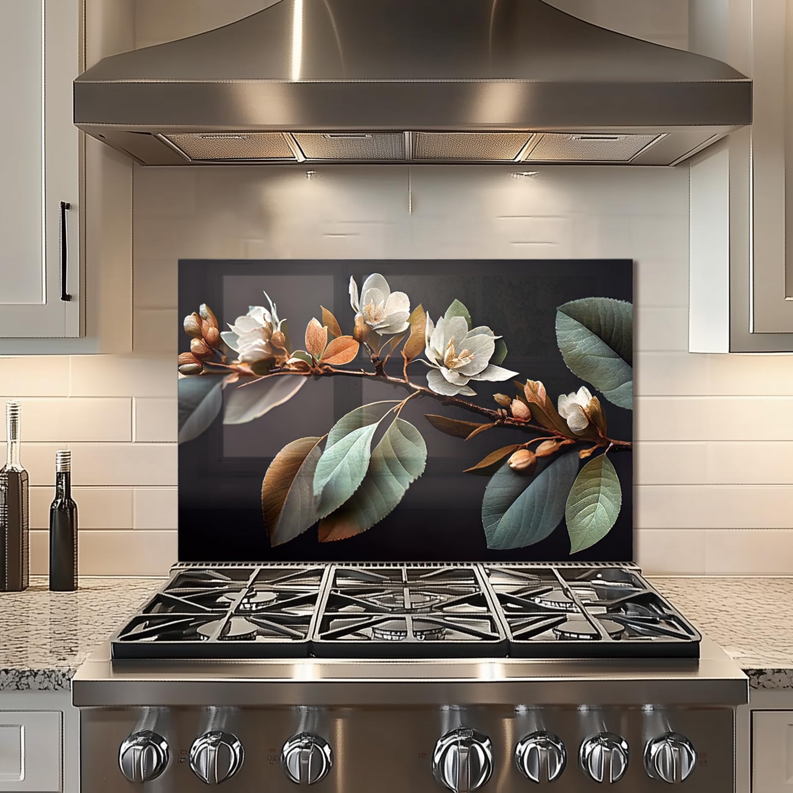 Tempered Glass Kitchen Backsplash - 60x60cm Splash Guard for Stove & Sink