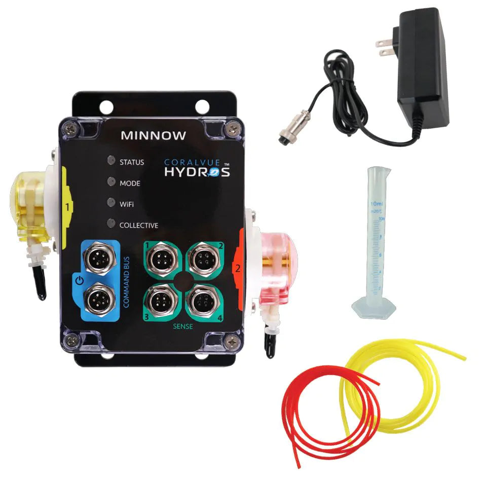 Hydros Minnow Smart Aquarium Controller & 2-Head Dosing Pump - Automated Water Parameter Monitoring for Saltwater & Freshwater Fish Tanks