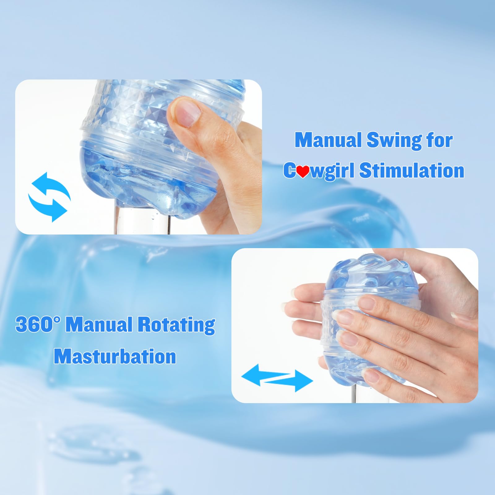 Realistic Spiral Motion Male Masturbator - Manual Sucking Stroker & Open-Ended Crystal Blowjob Pocket Pussy for Men | Adult Sex Toys for Solo Pleasure & Couples Play | Discreet Penis Sleeve Masturbation Toy by MHYNNR