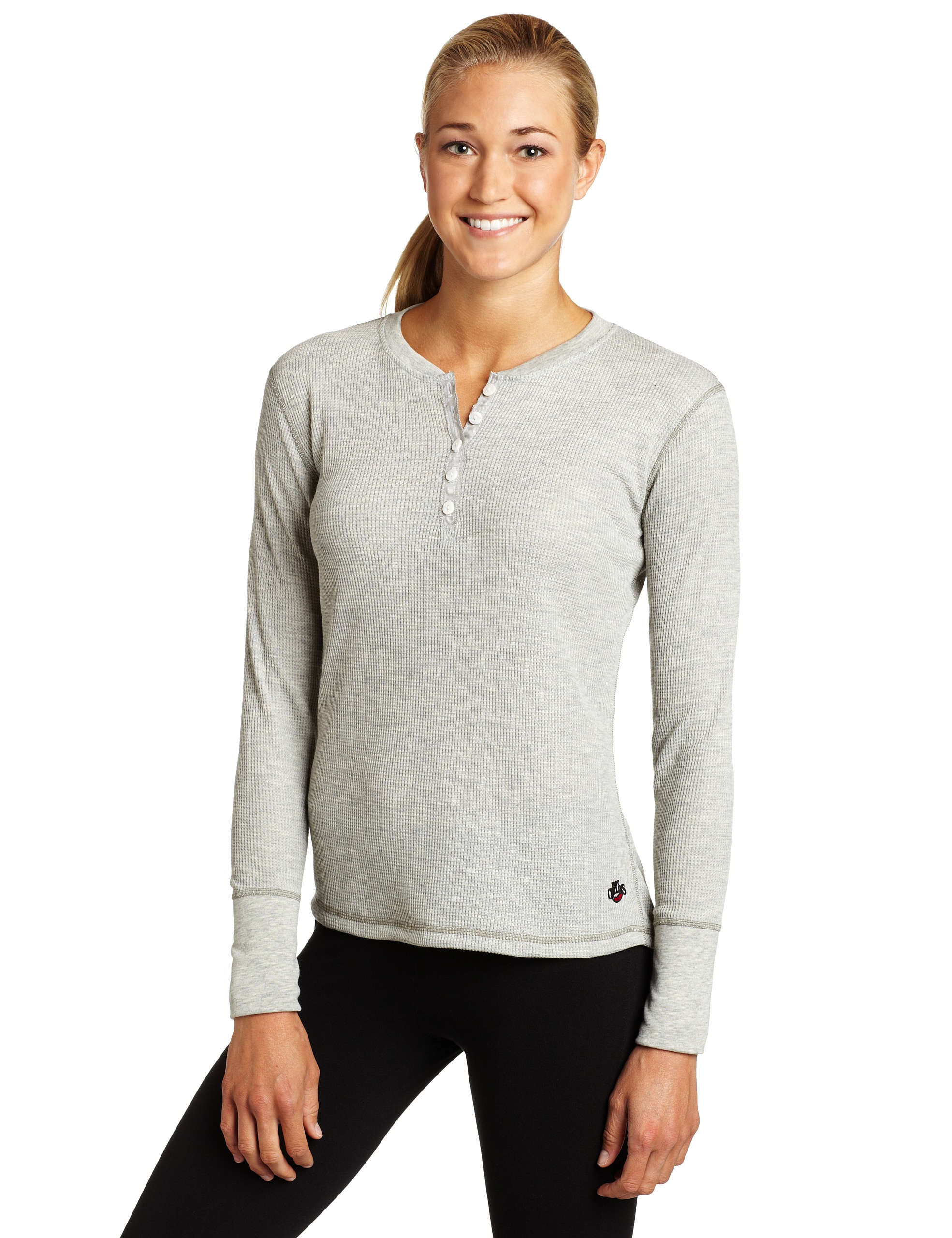 Hot Chillys Women's Waffle Henley Long Sleeve Thermal Shirt - Soft & Warm Winter Base Layer for Hiking, Skiing & Outdoor Activities