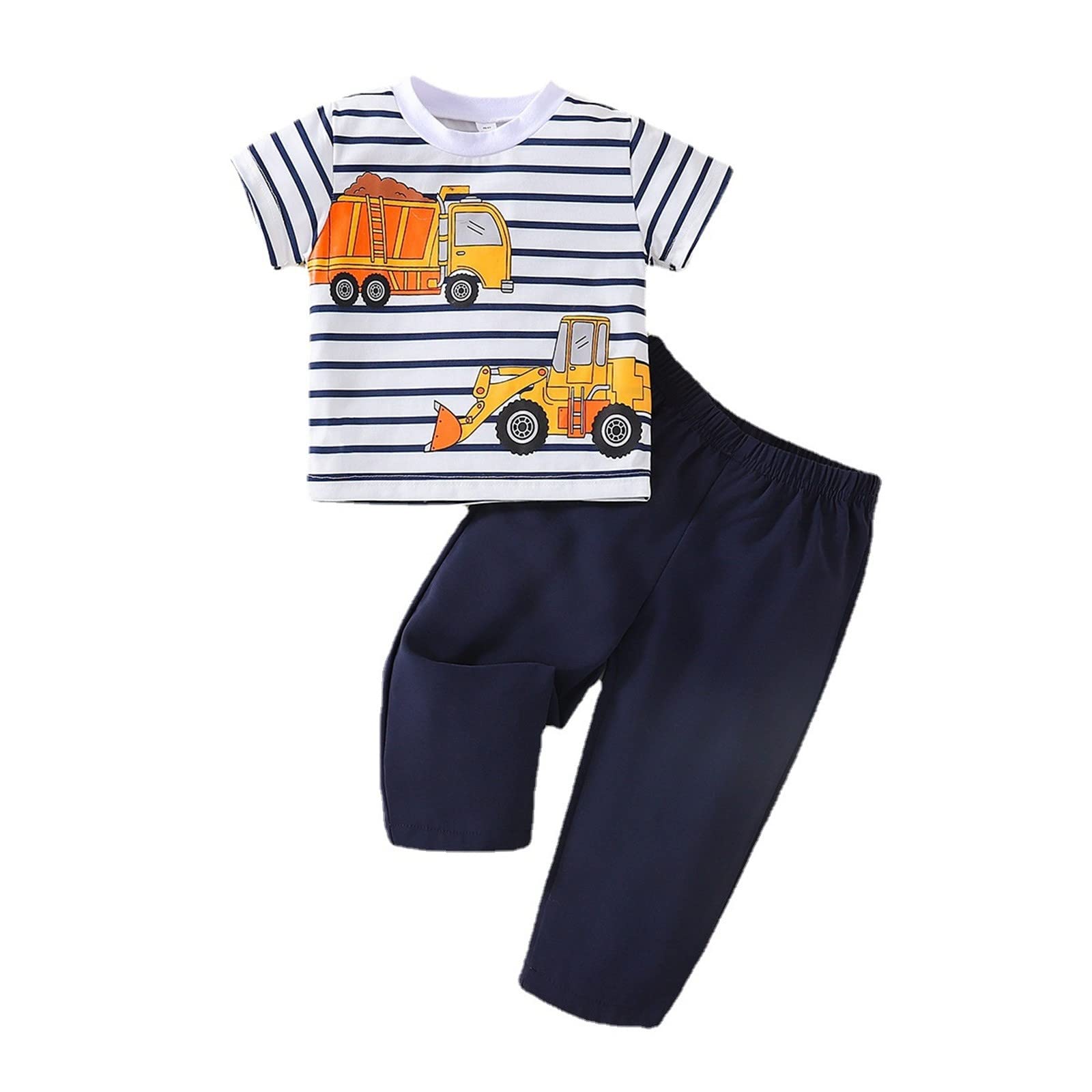 Adorable Cartoon Striped Short Sleeve T-Shirt for Baby Boys 0-6 Months - Soft Cotton Blouse for Newborn & Infant - Perfect for Playdates, Family Photos & Everyday Wear (White)