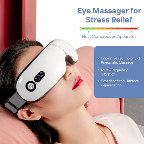 Siyaco 8S Eye Massager with Heat Therapy & Customizable Massage Modes - Relieve Eye Strain, Dry Eyes & Headaches for Office Workers & Gamers