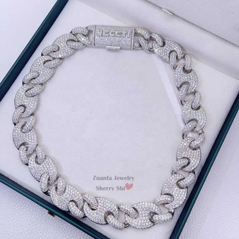 24K Gold Plated Moissanite Cuban Link Chain Necklace for Men - Iced Out Hip Hop Jewelry - Perfect for Gifts, Parties & Everyday Wear