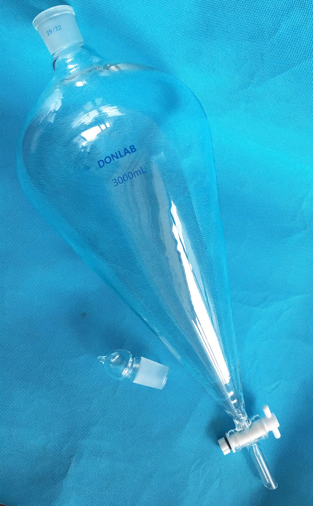 3000ml Glass Conical Separatory Funnel with PTFE Stopcock - Lab Equipment for Essential Oil Extraction, Chemistry Experiments & Liquid Separation - Perfect for Home Brewing, DIY Projects & Scientific Research