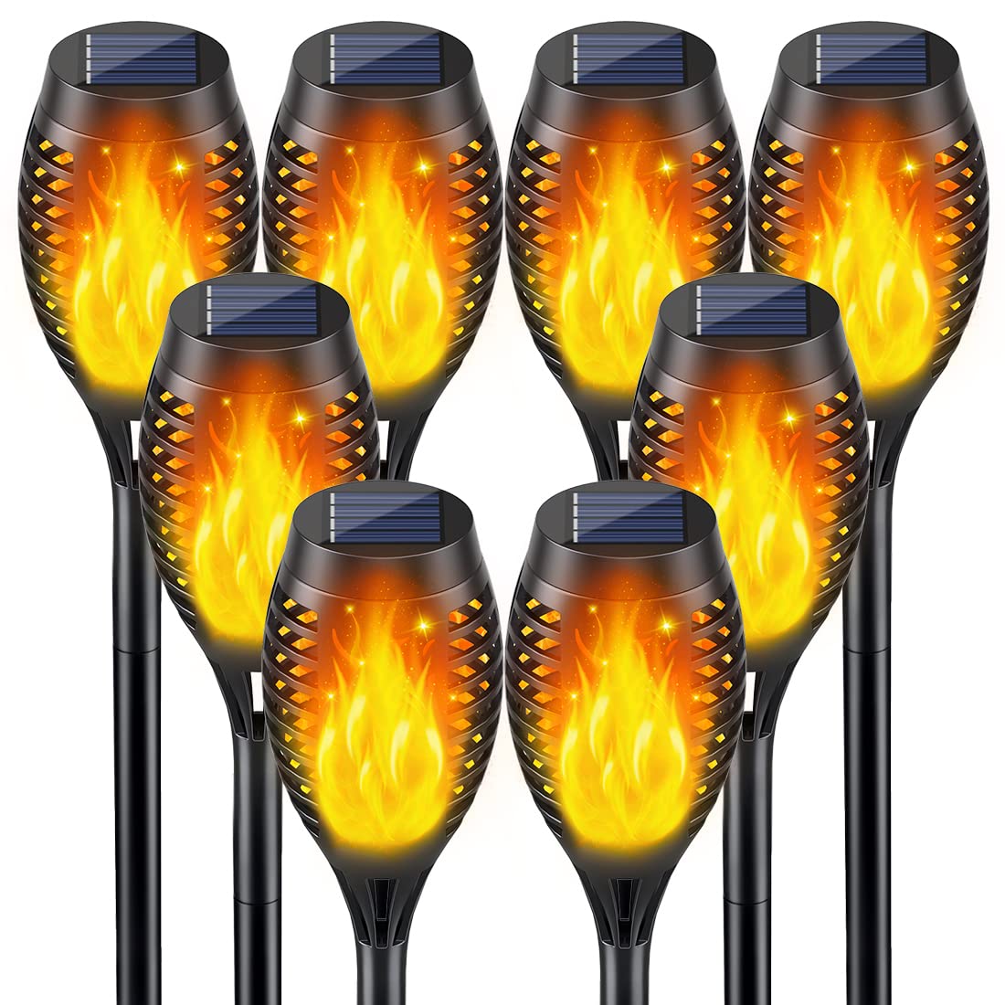 8 Pack Solar Torch Lights Outdoor Waterproof - Flickering Flame Solar Powered Garden Lights for Patio, Yard, Pathway Decor | Perfect for Backyard Parties, Landscape Lighting & Outdoor Weddings