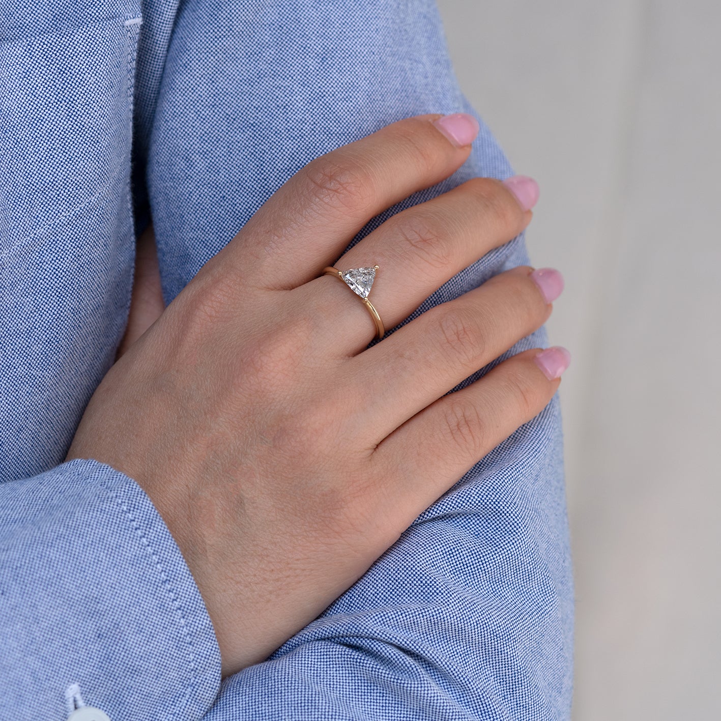 Unique Solitaire Engagement Ring with Salt & Pepper Triangle Diamond - Handcrafted One-of-a-Kind Jewelry for Proposal, Anniversary & Special Occasions