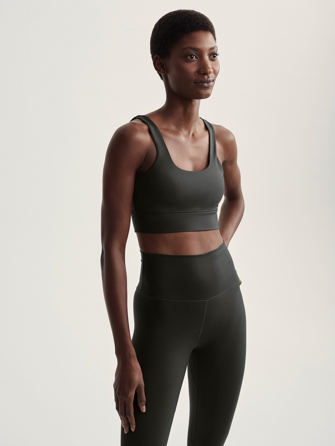 Varley Freesoft Cori Bra - Dark Resin Green Sports Bra for Women | Yoga, Running & Gym Workouts | Breathable & Supportive Activewear