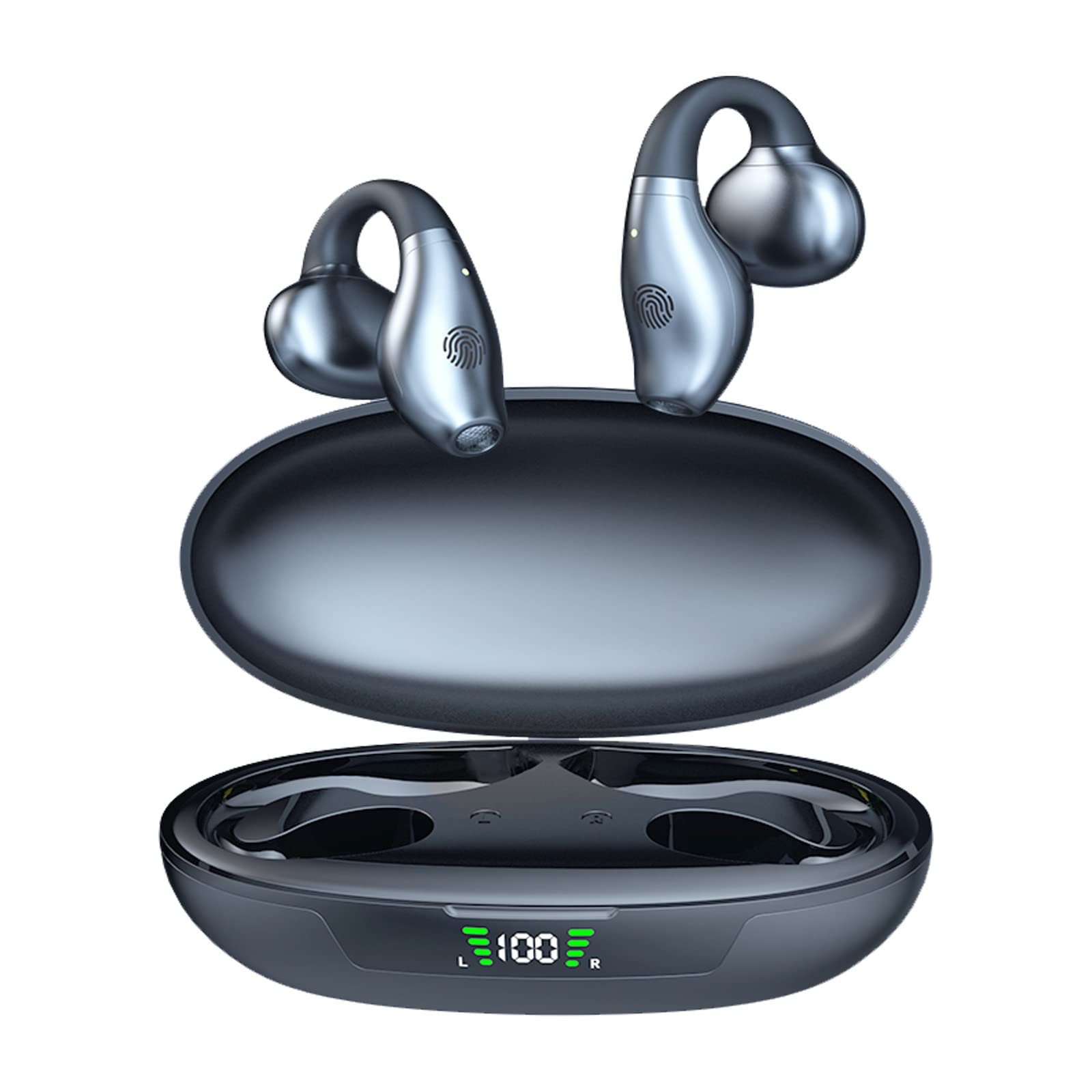Wireless Clip-On Bluetooth Earbuds - Open Ear Bone Conduction Headphones for Running, Cycling & Workouts - Sweatproof Lightweight Ear Clip Headset for Sports & Outdoor Activities