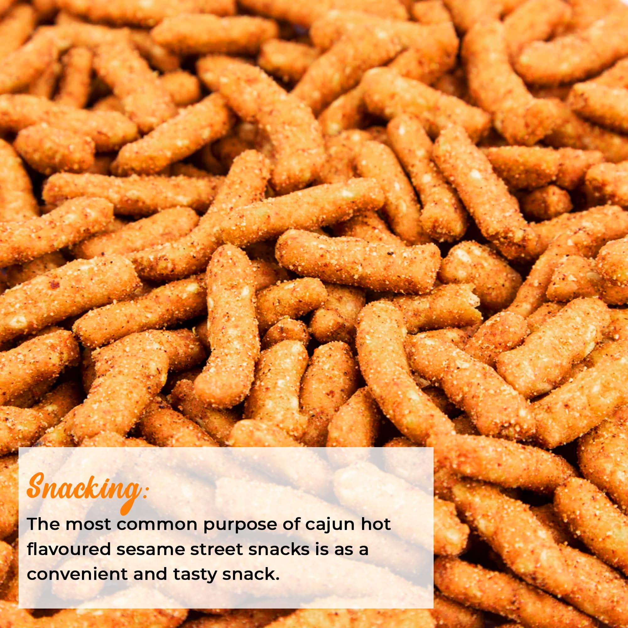 Spicy Cajun Sesame Sticks Snacks - 1lb Crunchy Toasted Cajun Seasoned Sesame Snack Mix - Hot & Spicy Sticks for Parties, Road Trips & Movie Nights - Gluten-Free Vegan Snacks - Perfect for Office, Hiking & Game Day