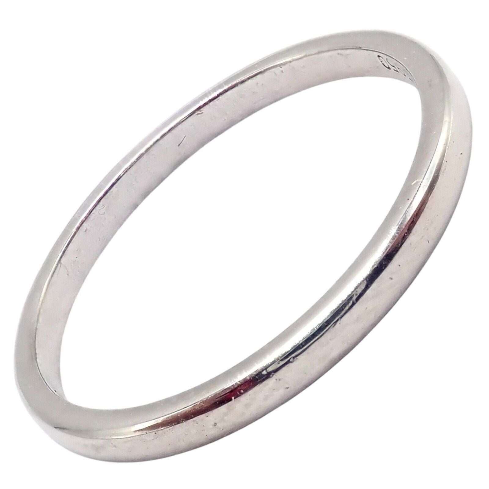 Tiffany & Co Platinum 2mm Stackable Band Ring Size 5.5 - Elegant Wedding, Anniversary or Everyday Jewelry Gift for Women