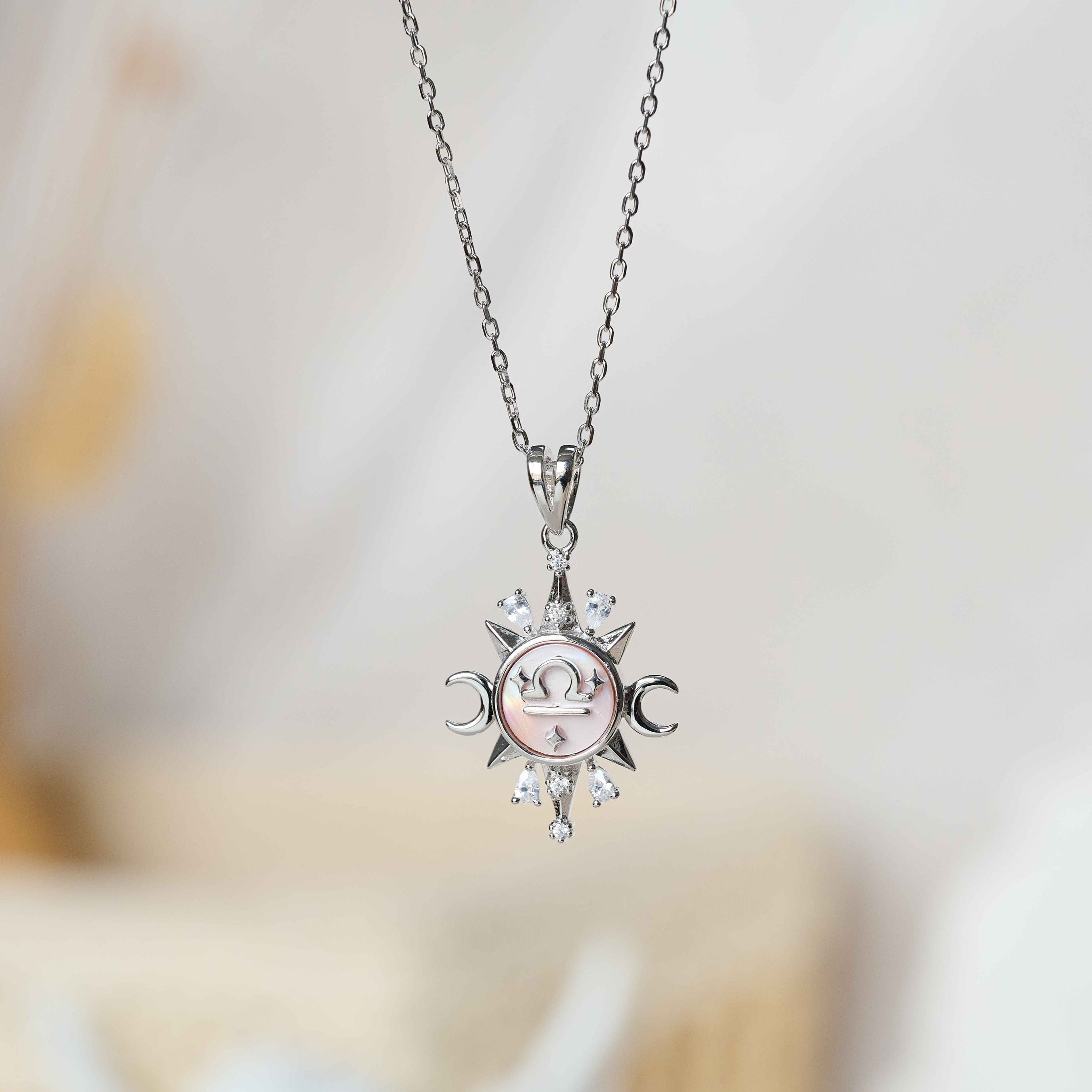 Celestial Horoscope Pendant Necklace for Libra - Zodiac Birthstone Jewelry Gift for Women, Perfect for Birthday, Anniversary & Everyday Wear