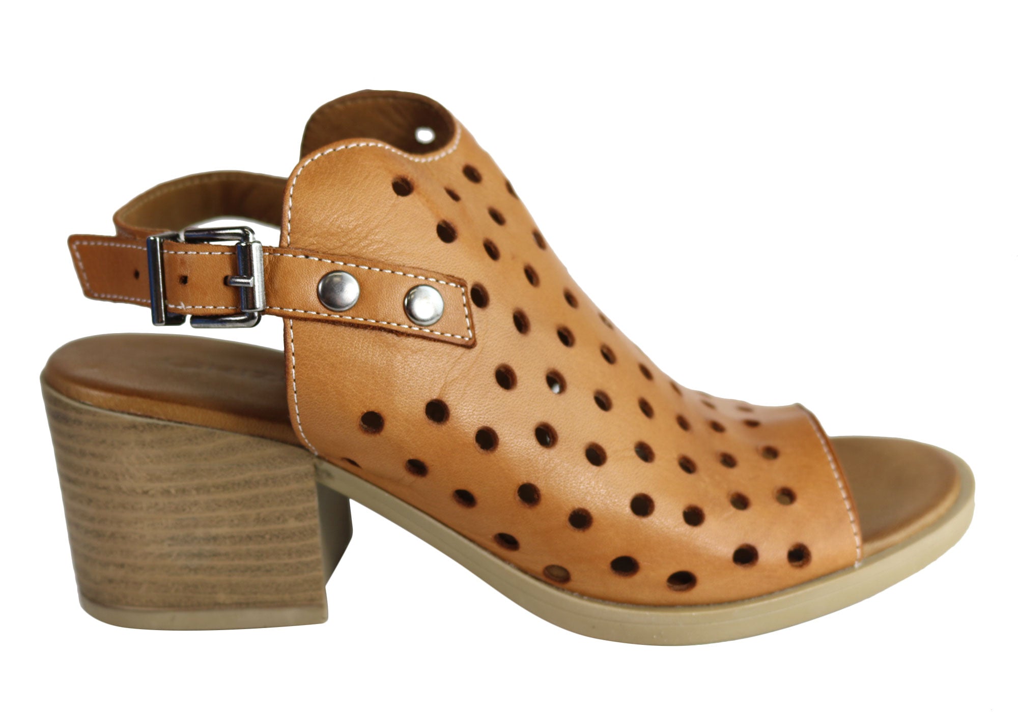Orizonte Gracie Women's European Leather Comfortable Mid Heel Sandals - Stylish & Supportive for Work, Weddings & Summer Outings