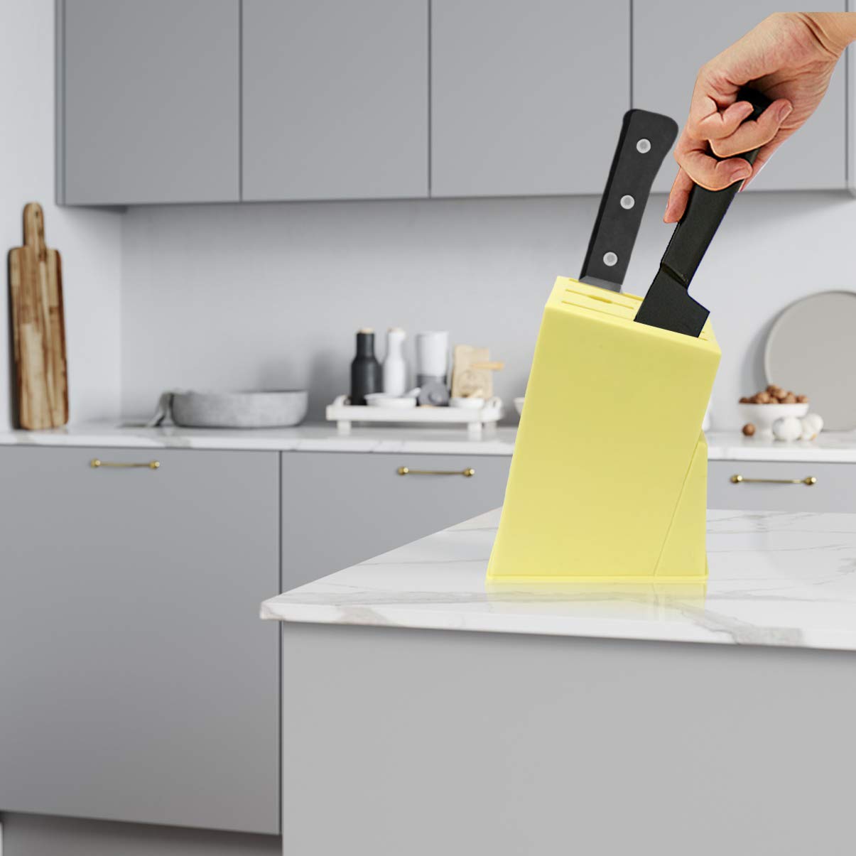 Cabilock Scissor & Flatware Holder - Plastic Cutlery Block Organizer for Kitchen Knives, Forks, Spoons - Stainless Steel Storage Rack for Countertop, Drawer & Cabinet Organization (Ideal for Home, Restaurant & Office Use)