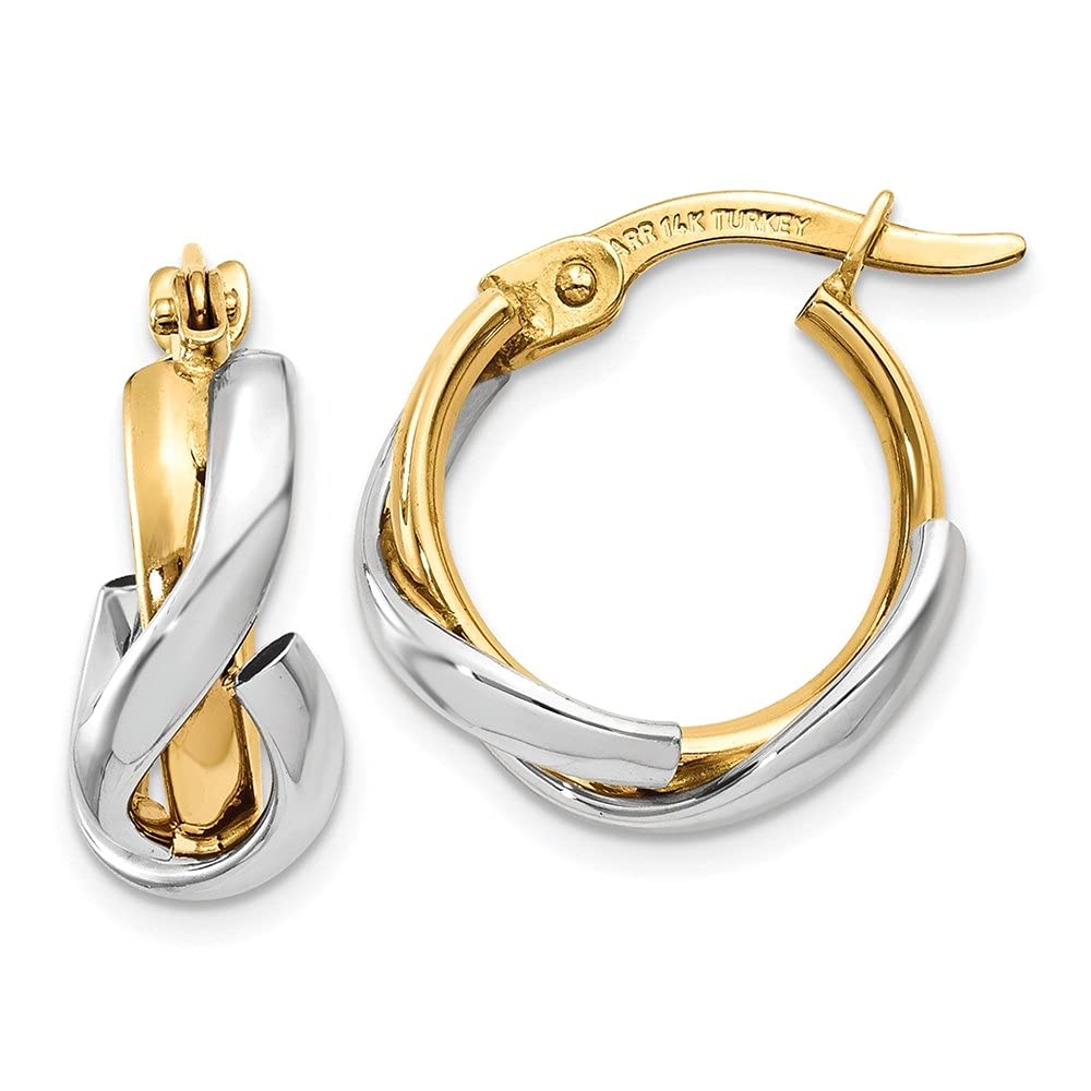 14K Yellow & White Gold Round Twist Hoop Earrings for Women | Diamond2Deal Fine Jewelry | Perfect for Weddings, Parties & Everyday Wear