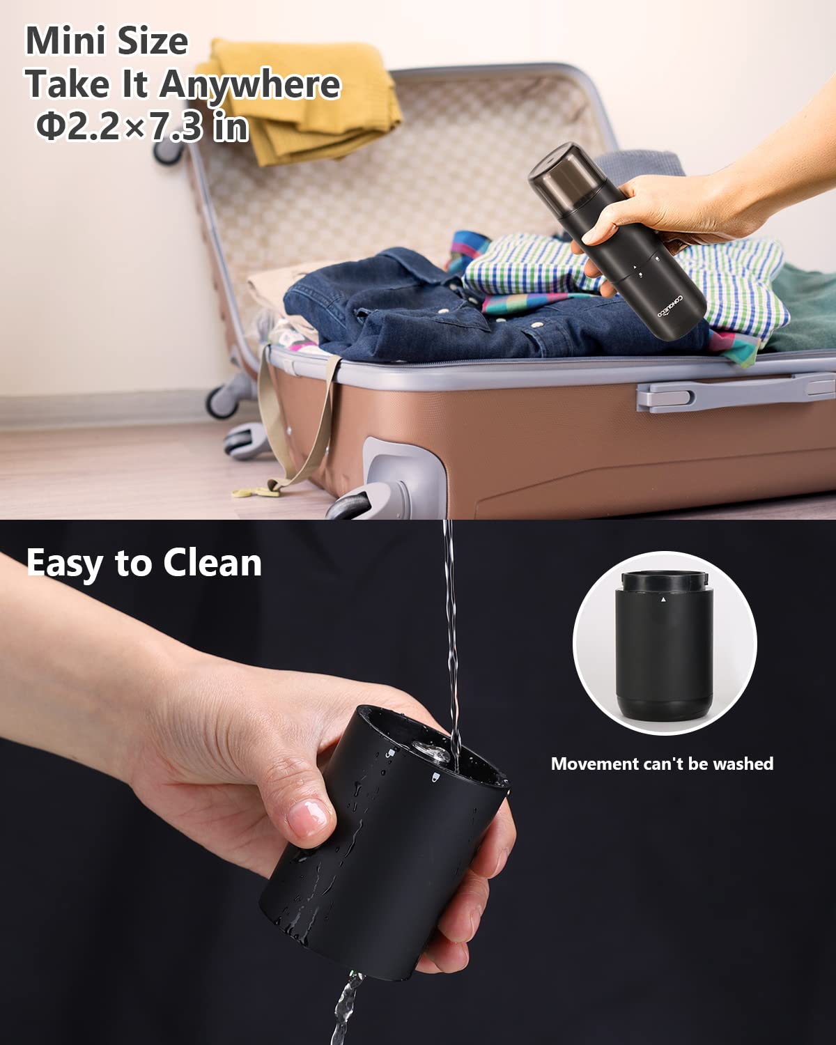 Premium Portable Electric Burr Coffee Grinder - Rechargeable Stainless Steel Conical Burr Grinder with 15 Precise Settings for Espresso, French Press & Cold Brew - 20g Capacity (Includes Cleaning Brush) - Perfect for Home, Office & Travel Use