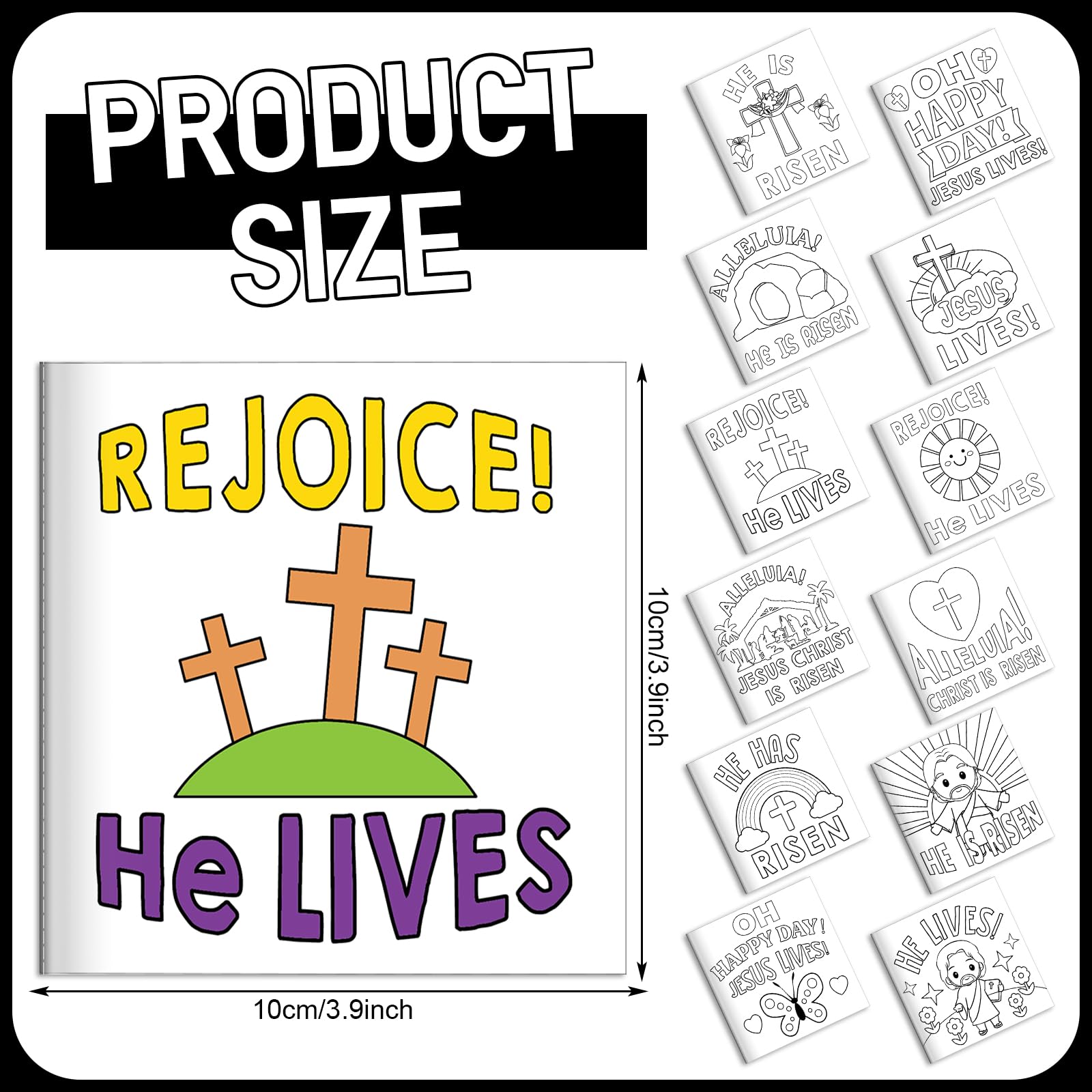 36 Pcs DIY Christian Easter Notepads Set - Jesus He Lives Religious Notebook, Cross Bible Memo Pads for Coloring - Bulk Easter Party Favors for Church, Sunday School & Bible Study Activities