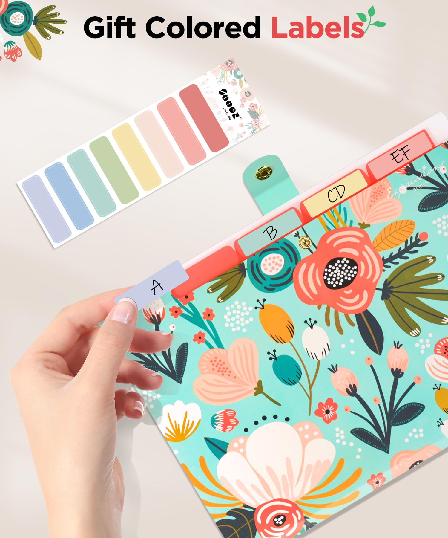 Sooez 5-Pocket Accordion File Organizer with Stickers - Document, Receipt & Bill Filing Folder for School, College, Office & Travel Supplies | Perfect for Organizing Papers, Financial Records & Important Documents