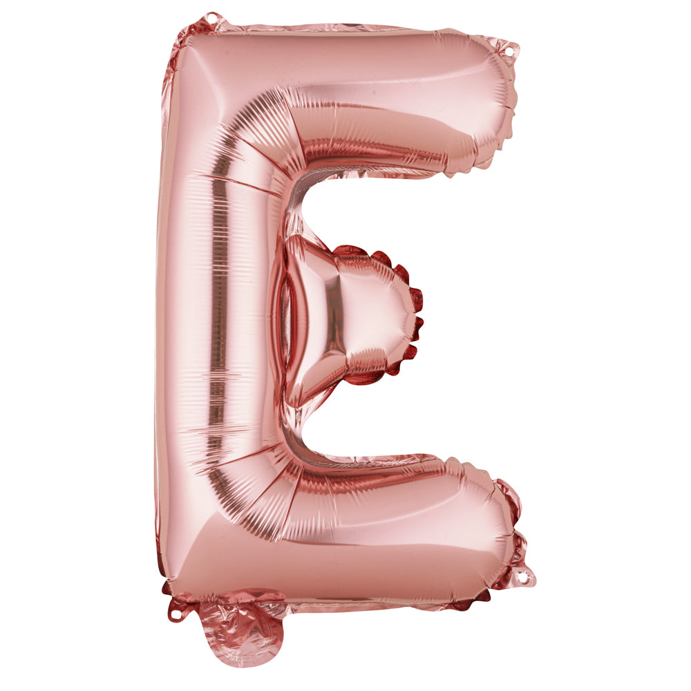 Rose Gold Mylar Letter E Balloon - 16 Inch Large Foil Balloon for Birthday Party Decorations, Baby Showers, Graduation Celebrations & Special Events - 1 Count Box