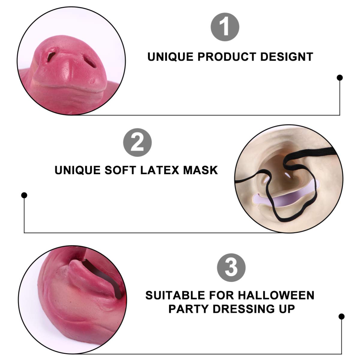 Funny Halloween Half Face Mask - Pig Cosplay Scary Boar LED Vampire Mask for Halloween Party, Cosplay & Masquerade | Perfect for Costume Parties, Trick or Treat & Spooky Events