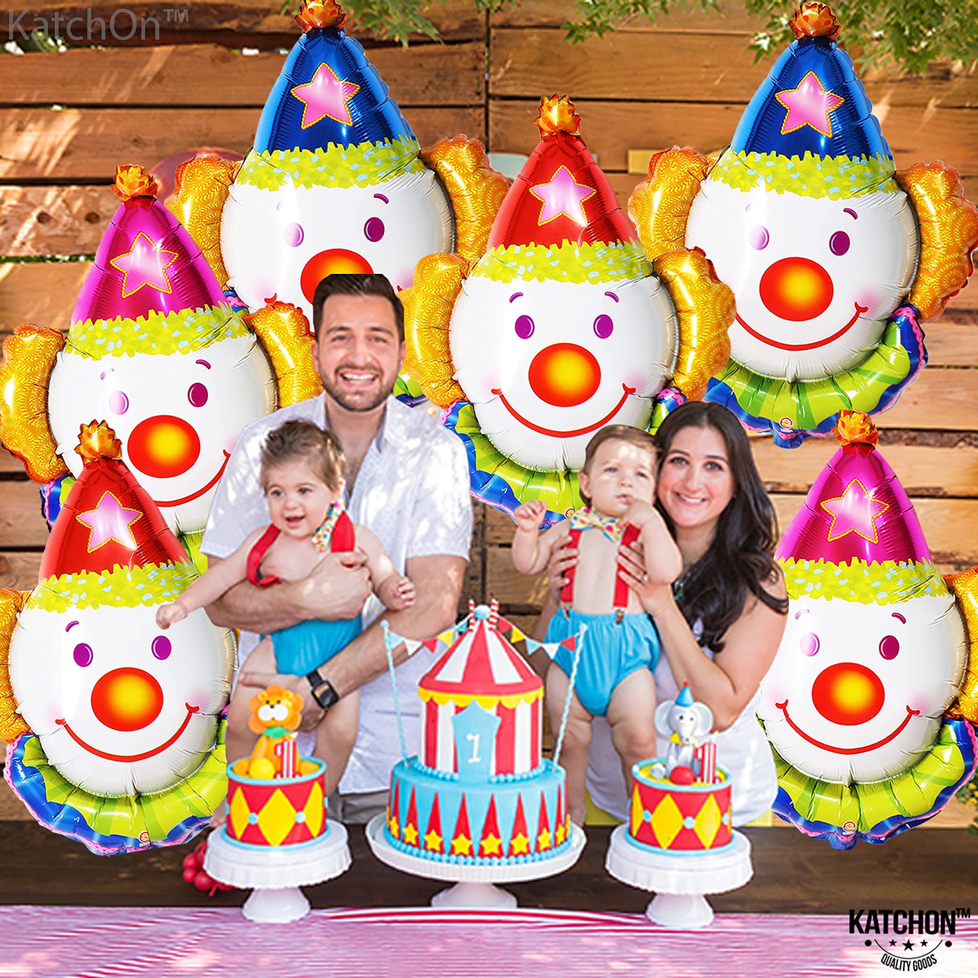 KatchOn 32 Inch Large Clown Balloons Set - Pack of 6 | Giant Carnival Balloons for Clown & Circus Theme Party Decorations | Perfect for Birthday Parties, Baby Showers, and Halloween Events