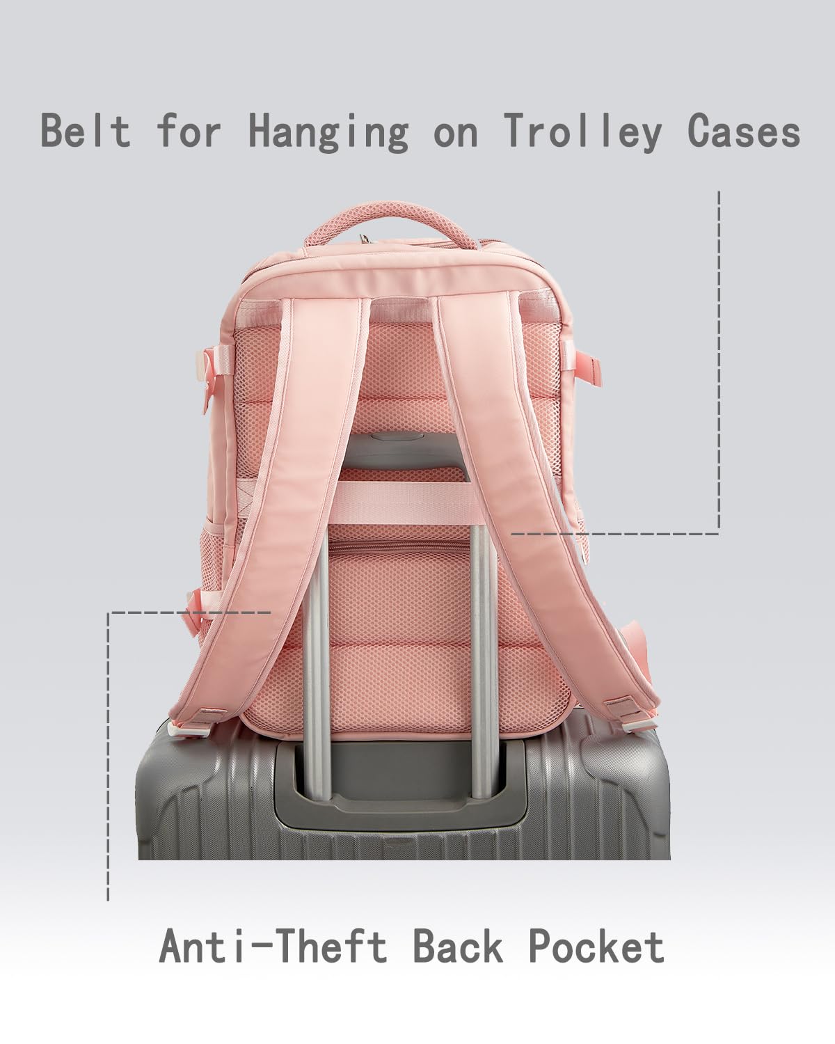 Women's Pink Travel Backpack - 15.6 Inch Laptop Carry-On Backpack with USB Charging Port, Lightweight Water-Resistant Daypack for Work, School & Airplane Travel